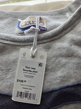 Cloud 9 Heather Grey Sweatshirt with Navy Trim